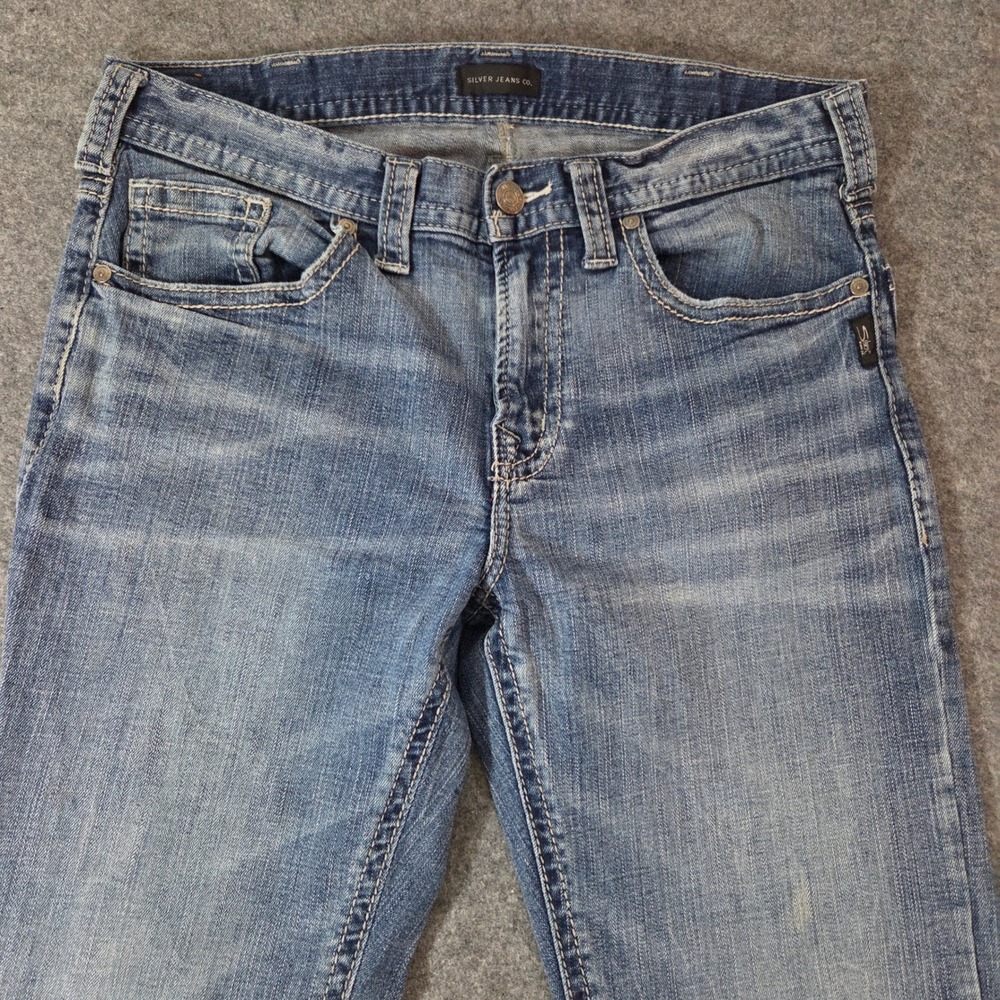 Silver Jeans Craig Relaxed Straight Jeans Mens 34x34 Medium Wash Stretch Denim - Picture 3 of 10